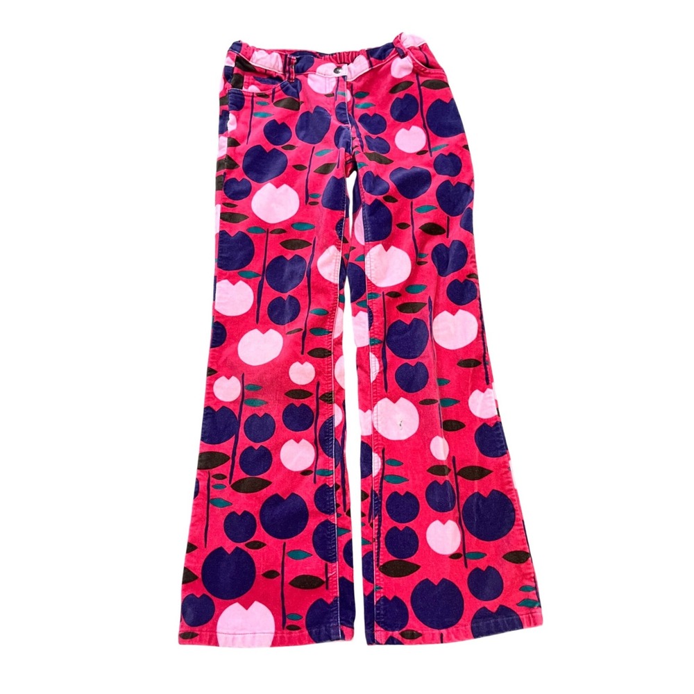 Mini Boden Girls Pink Purple Floral Apple Print Corduroy Flare Pants 11-12Y